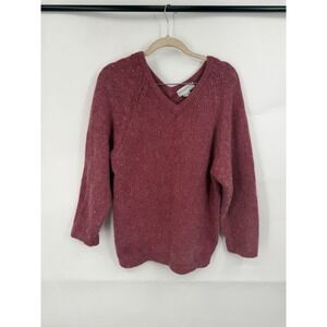 VTG Semplice‎ Silk Angora Blend Sweater Women M Pink V Neck Soft Knit Heritage
